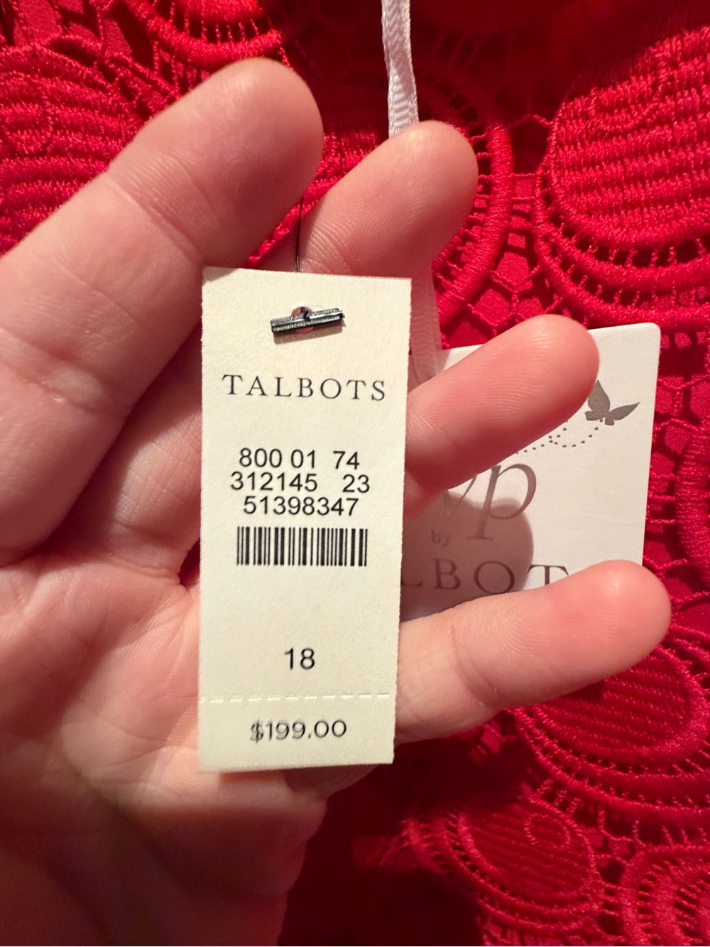 Women’s RSVP by Talbots Red Lace Blouse Scalloped Hem Lined Formal Top NWT sz 18 - Picture 4 of 5